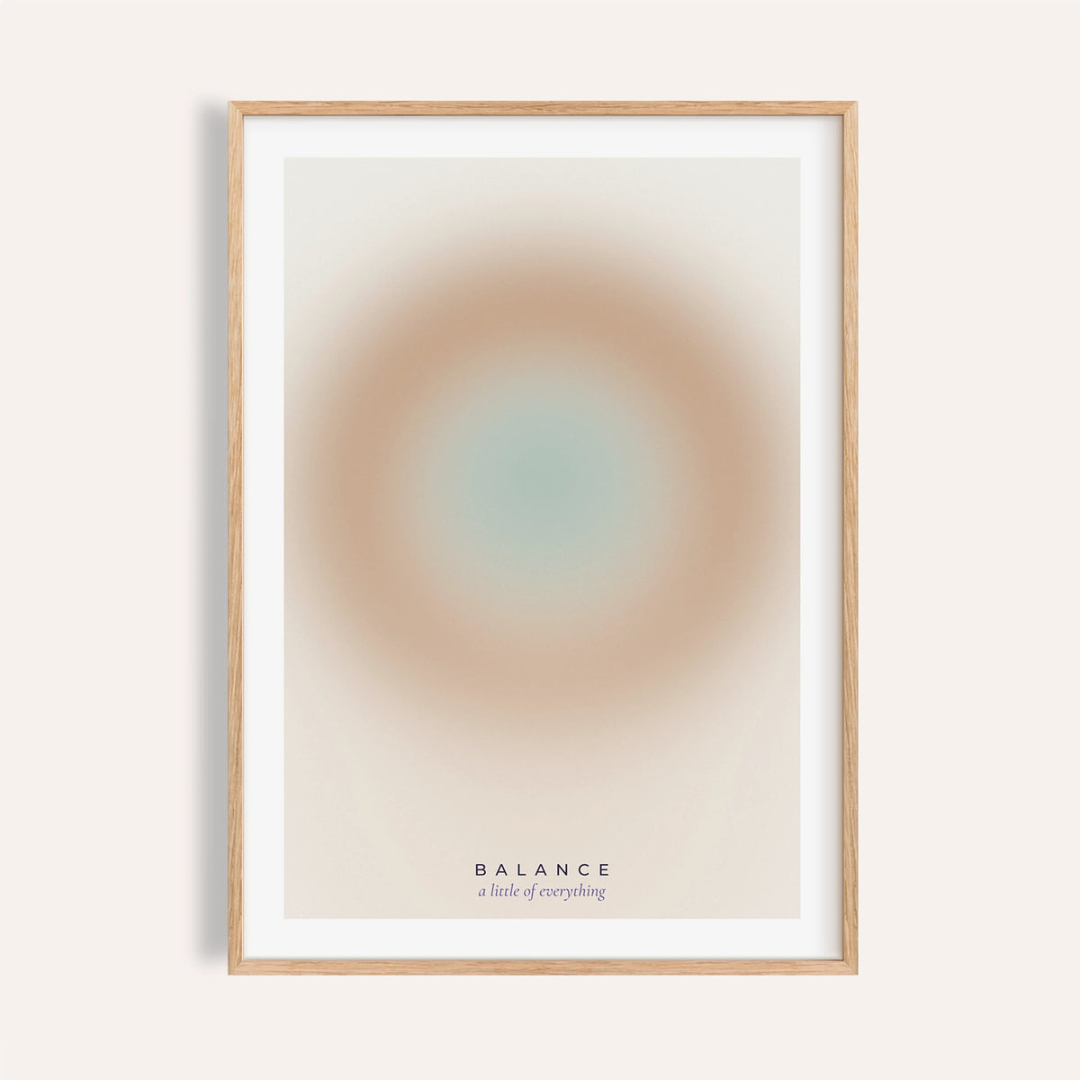 Sand and sage aura print shown on a plain warm wall