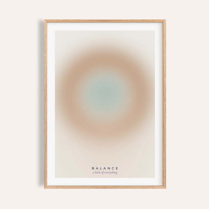 Sand and sage aura print shown on a plain warm wall