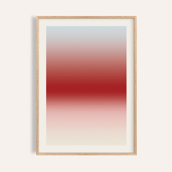 Cherry glow print fading from icy blue grey into a cherry red band
