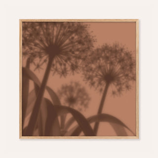 cocoa allium print showing alliums in soft focus on warm clay