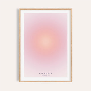 Blush pink aura print shown on a plain warm wall