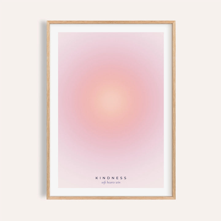 Blush pink aura print shown on a plain warm wall