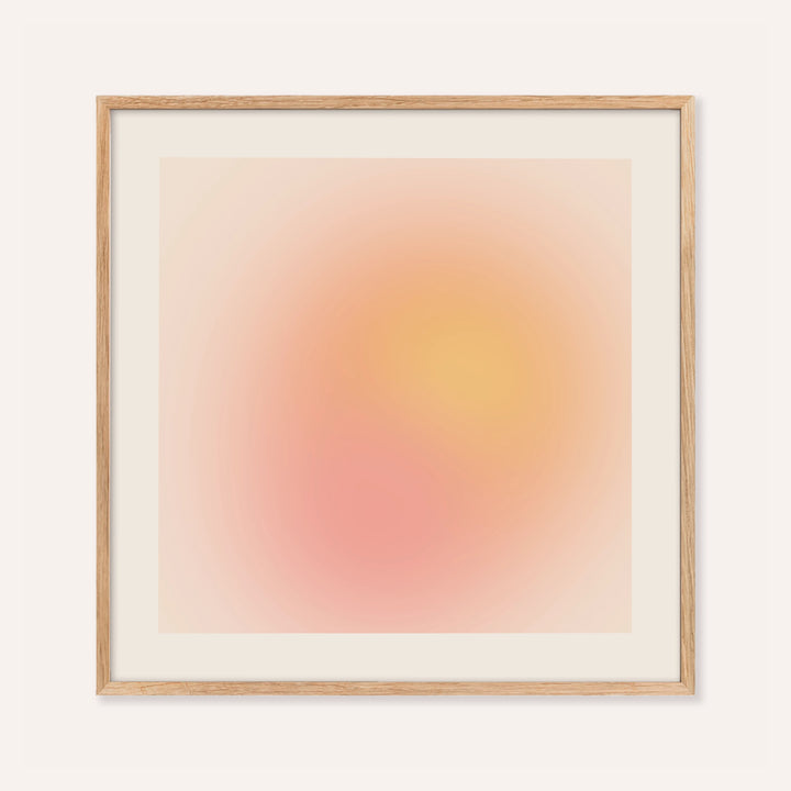 Pink and yellow print with soft clouds of coral, butter yellow and pink