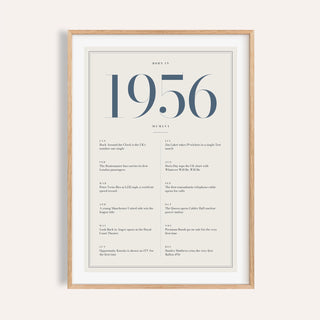 1956 year print with slate blue numerals on cream on a plain warm wall