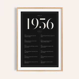1956 year print in ivory numerals on black on a plain warm wall