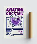 Aviation Cocktail Print with retro design in Purple and Blue for kitchen