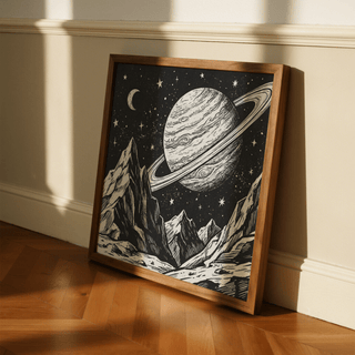 Mountain Space Poster featuring White and Black tones for office poster