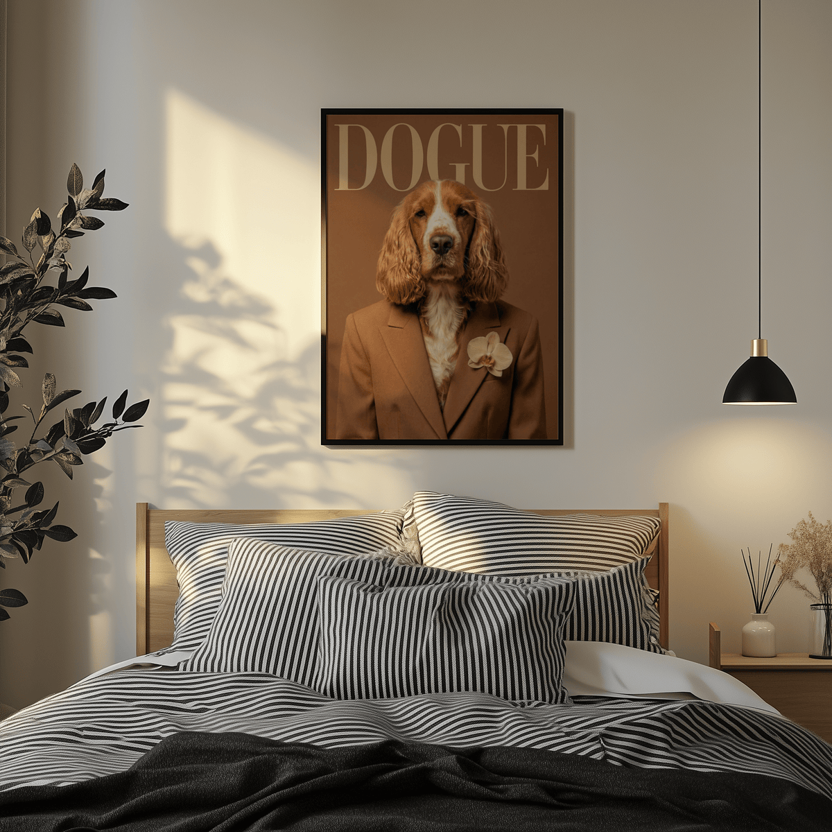 Modern Dog Print featuring beige tones for office art print