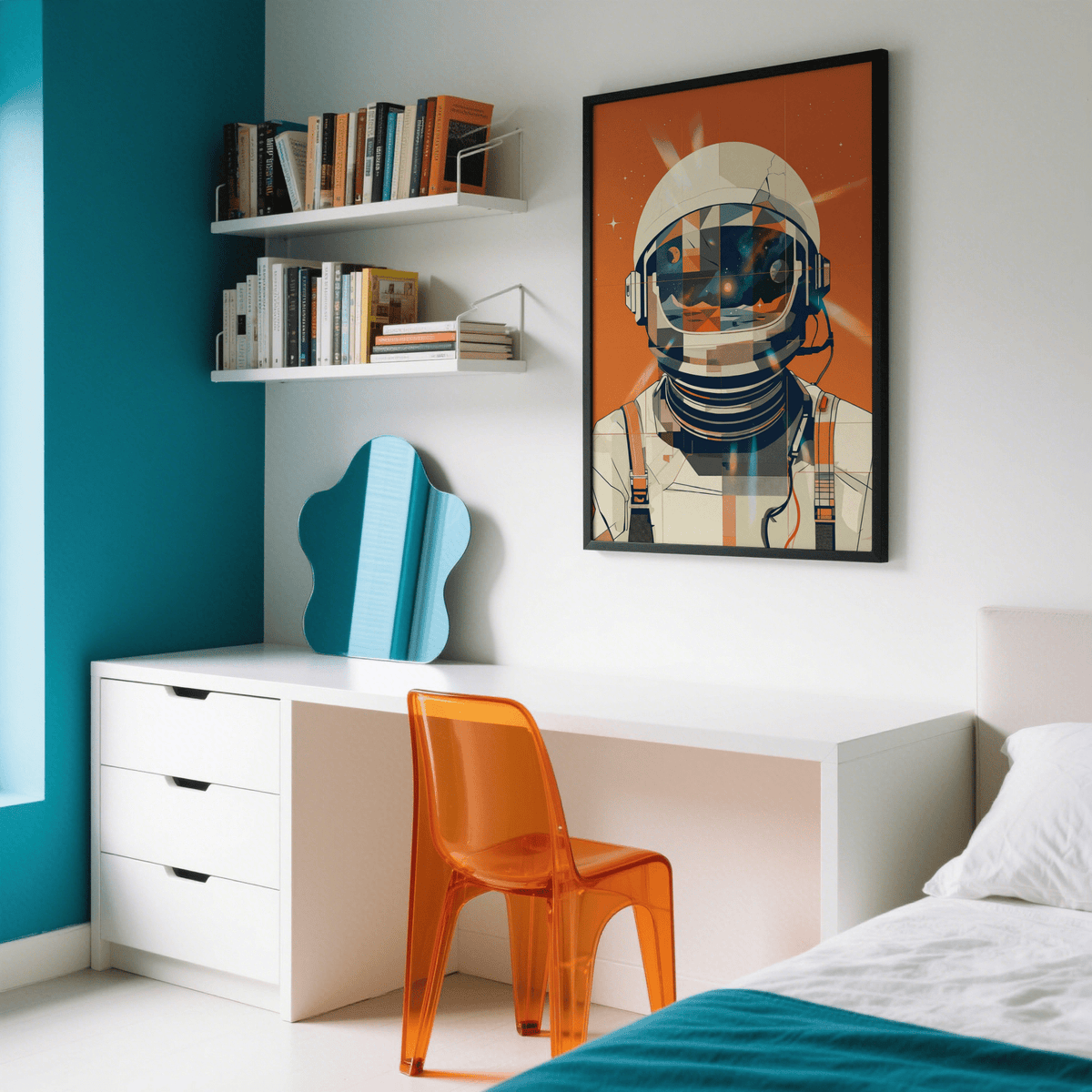 Beige and orange Astronaut Poster for living room décor