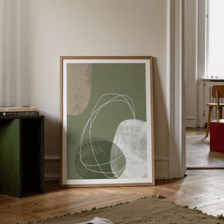 Modern Organic Print featuring continuous line oval and asymmetrical blocks