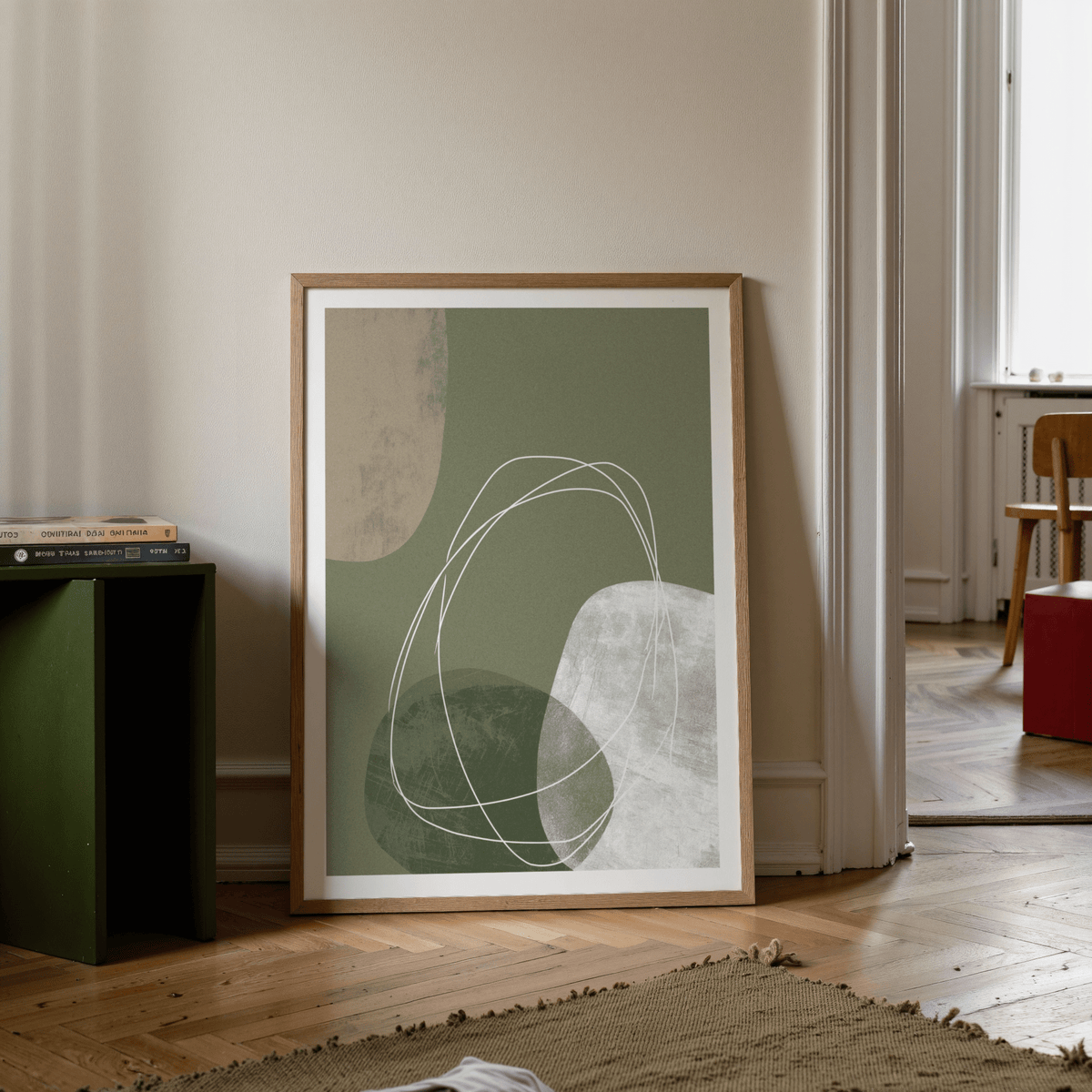 Modern Organic Print featuring continuous line oval and asymmetrical blocks