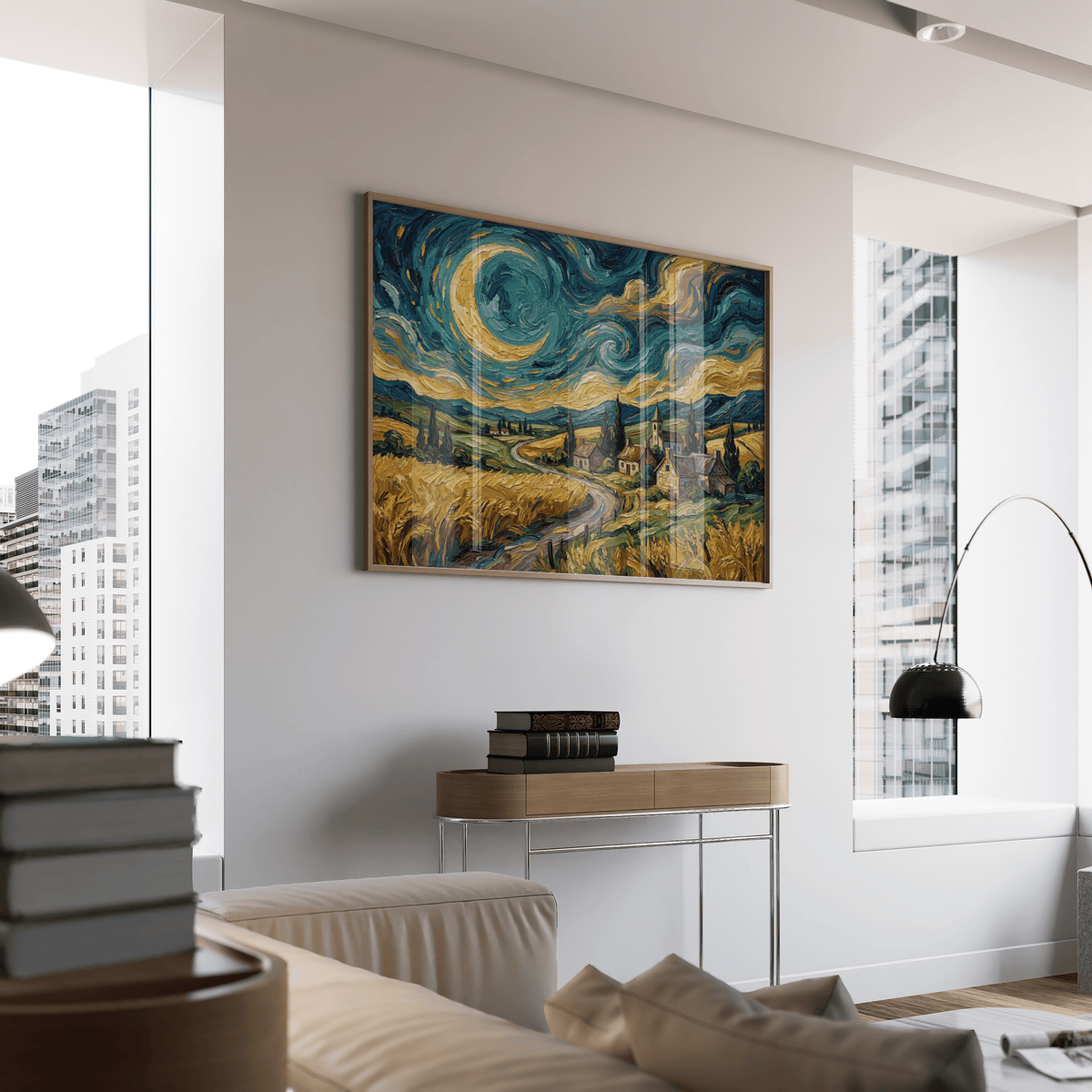Impressionist Home Decor wall art in blue and green for a relaxing lounge space