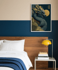 Chinese Dragon Art Print elegant blue gold for hallway display