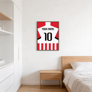 Cropped jersey-style wall art print showing YOUR NAME lettering and large 10