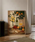 Still Life Kitchen Art in vivid yellow and orange, best for kitchen walls