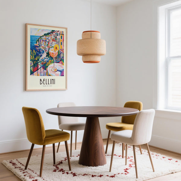 Peach slice garnish and balcony scene in Italian Style Cocktail Wall Art.