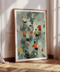 Crowded bike race poster print with jersey blocks and thin wheel lines