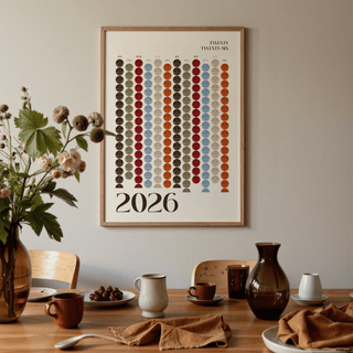 Big Calendar for Wall featuring red and orange circles, living room print
