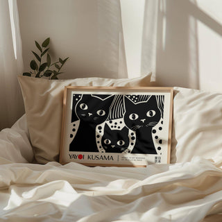 Statement black cat wall art for Japandi and modern homes