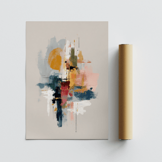 Abstract Colorful Wabi Sabi Print, multicolored, designer home office art print
