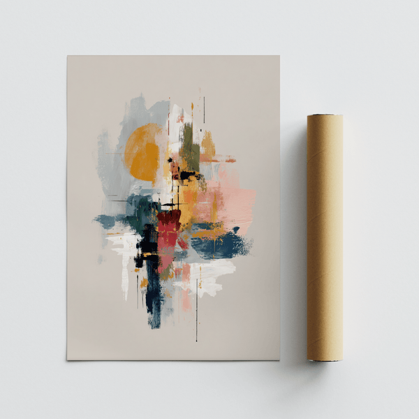 Abstract Colorful Wabi Sabi Print, multicolored, designer home office art print
