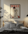Festive Christmas Shih Tzu Poster in red and white, perfect for bedroom décor