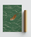 Colorful Wildlife Wall Decor poster with Green and Orange for lounge