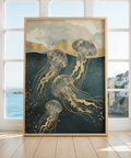 Stylish Abstract Jelly Fish Wall Art poster for bathroom wall art