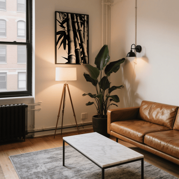 Bamboo Black and White Print as a hallway poster, featuring Black and White hues