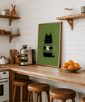 Grumpy Cat Wall Art print in green tones for bedroom setting
