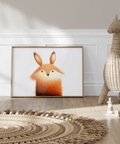 Cute Fox Poster, Orange and Beige tones, nursery wall art, poster style