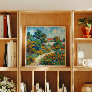 Colorful Flower Garden Print, Multicolored impressionist wall art for creative spaces