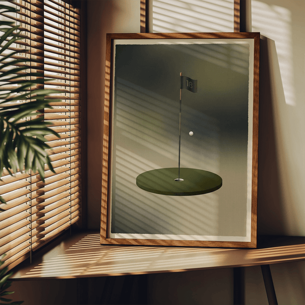 Minimalist Golf Wall Art design with circular putting surface