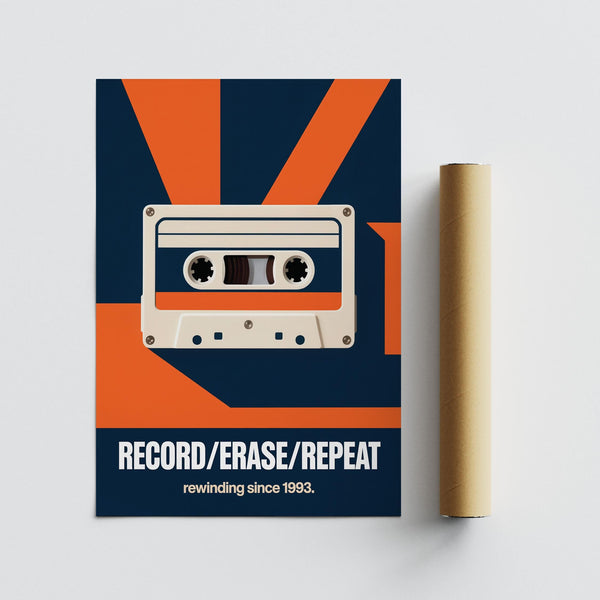 Cassette tape wall art with process-focused message.