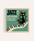 Jazz Club Art Print in green, beige, and black for living room wall art