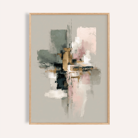 Wall Print Abstract with Green, Pink, Gold in living room art print