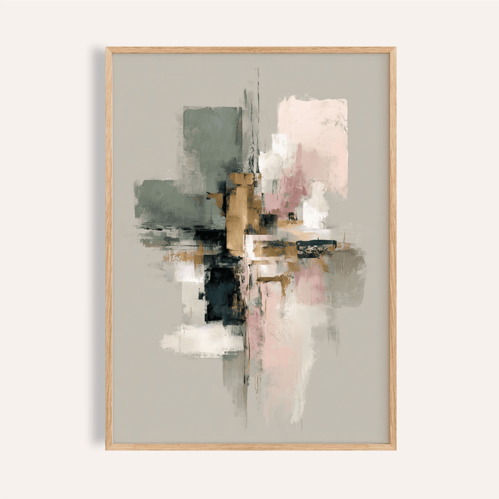 Wall Print Abstract with Green, Pink, Gold in living room art print