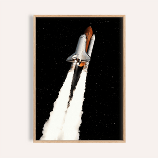 Rocket Launch Wall Art with White, Red, Black, and Gray for office poster