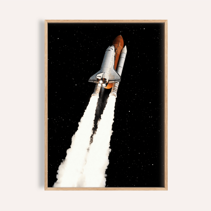 Rocket Launch Wall Art with White, Red, Black, and Gray for office poster