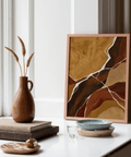 Minimalist Abstract Earth Tones Art with red, brown, and beige tones for hallway art print