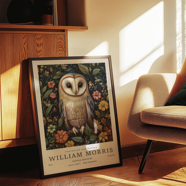 Rustic owl prints with detailed feathers and foliage for natural wall art