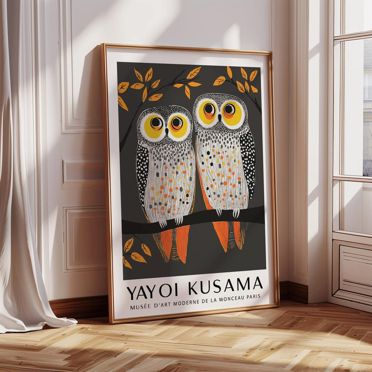 Framed owl wall art for contemporary interiors