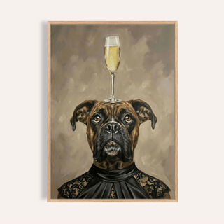 Boxer Dog Print in black, brown, beige for living room wall art