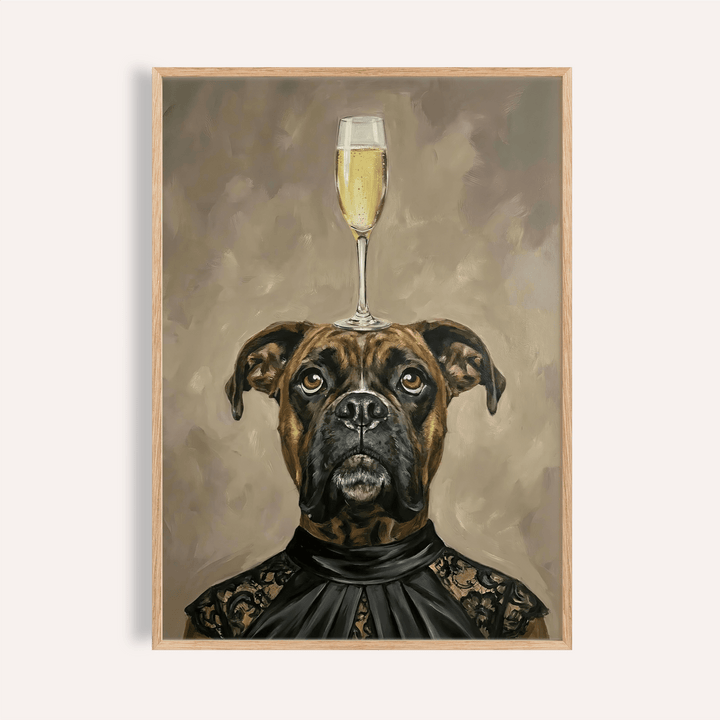 Boxer Dog Print in black, brown, beige for living room wall art