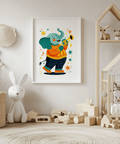 Musical Animal Poster with an elephant and bright colors for music room