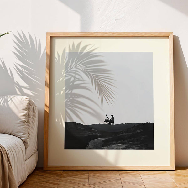Vast landscape in surreal piano abstract art for minimalist decor