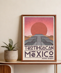 Distressed texture Teotihuacan Wall Art showing pyramid silhouette
