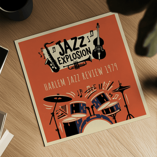 Harlem Jazz Art Print combining Red, White, and Beige for office décor