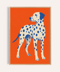 Dalmatian Dog Art Print with Orange and Blue colors for living room wall art