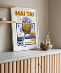 Mai Tai Wall Art Orange Blue art print for entertaining area